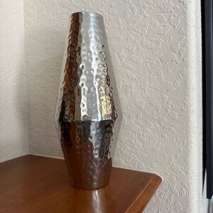West Elm Silver Hammered Metal Decorative Vase